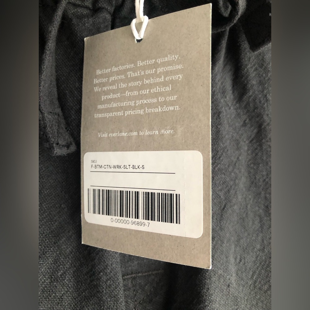 NEW Everlane Womens The Canvas Organic Cotton Pull On Pant Black Size S - Picture 4 of 16